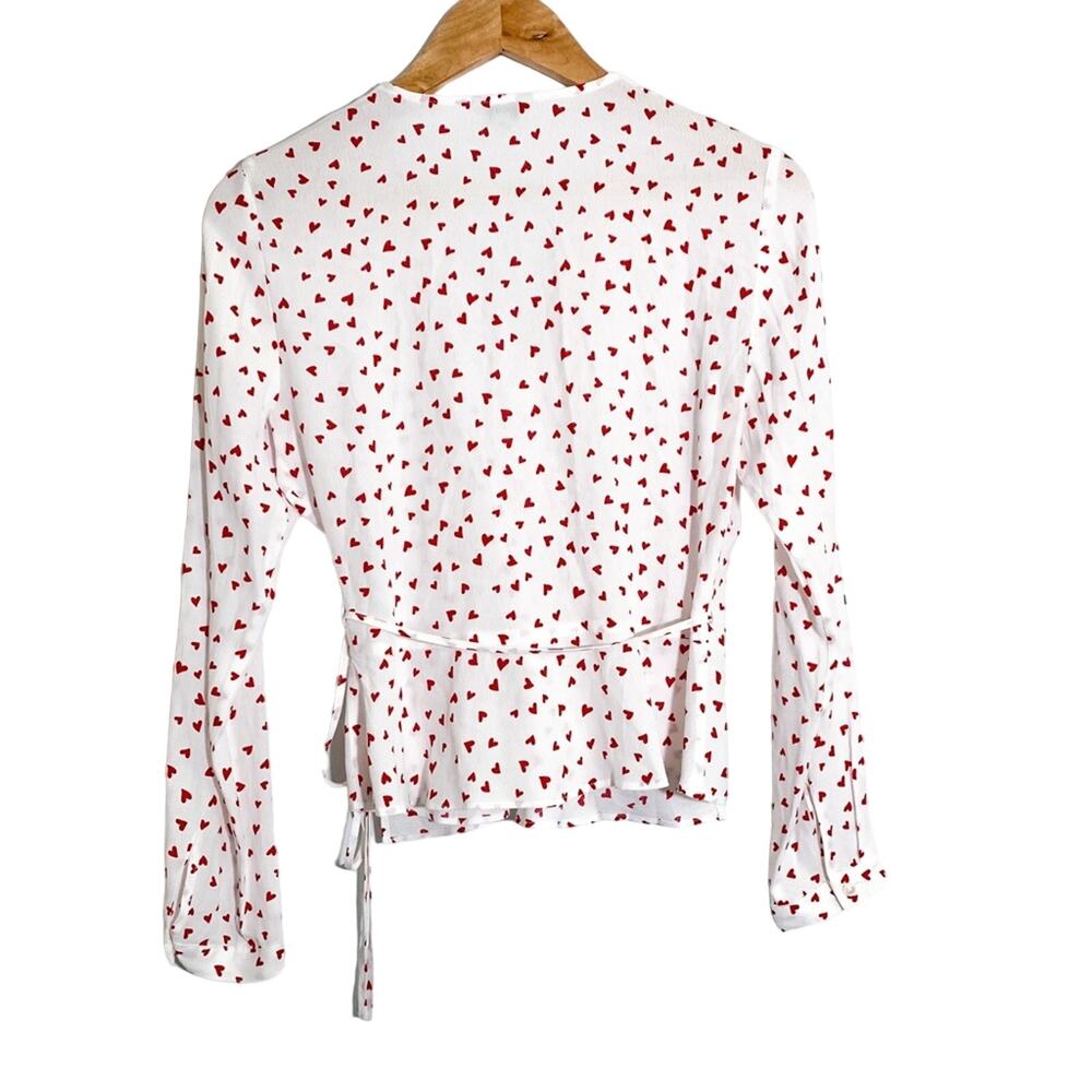 Rails Simone Heart Print Wrap Crop Ruffle Peplum … - image 3